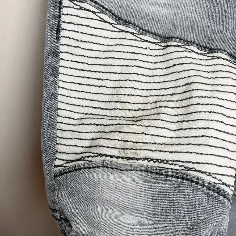 True Religion Mens Size 40 Rocco Biker Skinny Fit Jean In Grey